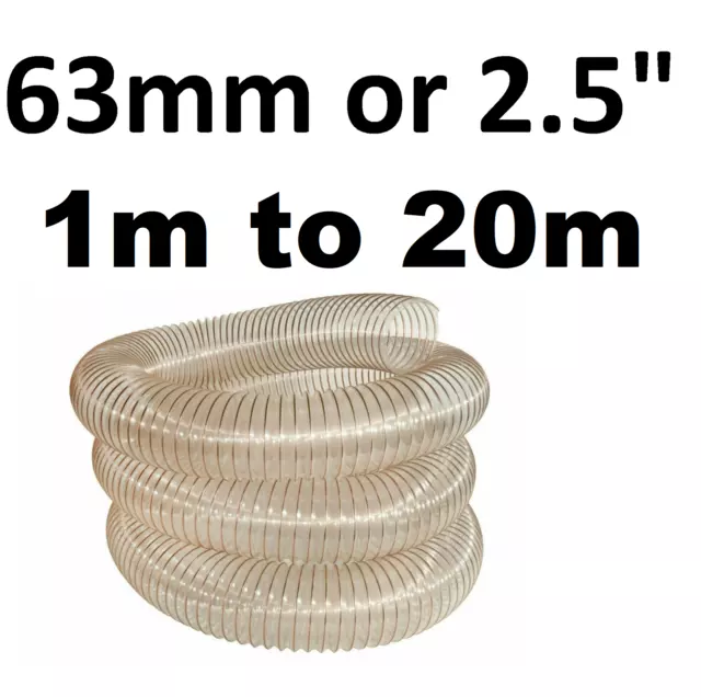 63mm 2.5" PU Flexible Ducting Hose  Ventilation Fume Dust Extraction Woodworking