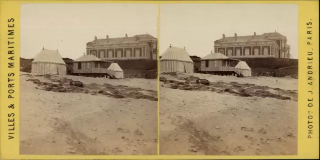 France, Biarritz, Bains de Sa Majesté, vintage print, ca.1870, stéréo Tirage vin