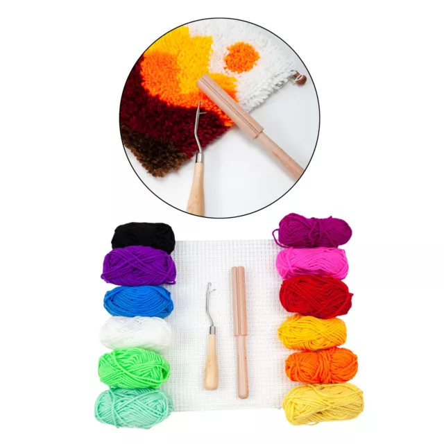 Latch Hook Rug Yarn Kits Latch Hook Tool Supplies Crocheting Equipment Kit