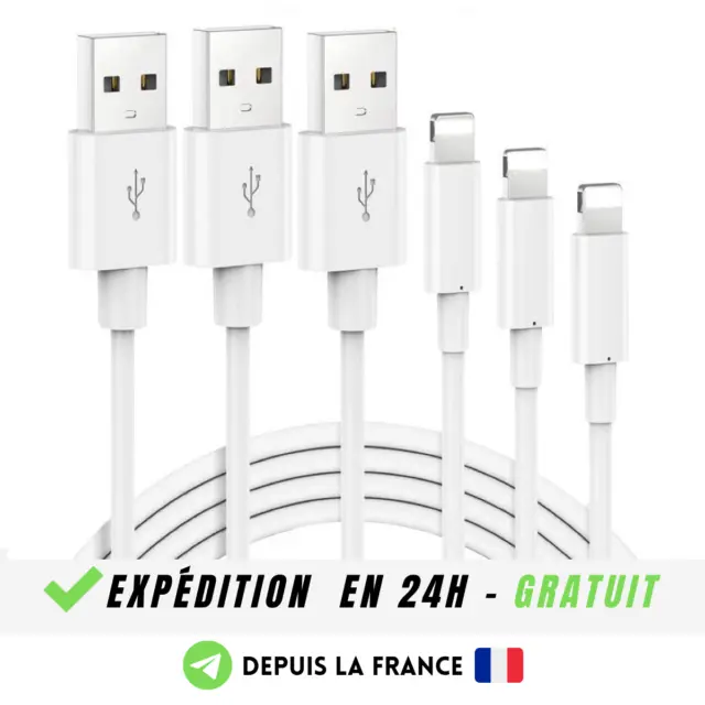 Charger iPhone 5/5S/5C/6/6PLUS/7/8/X USB Data Chargeur Synchronisation  Transfert Donnees