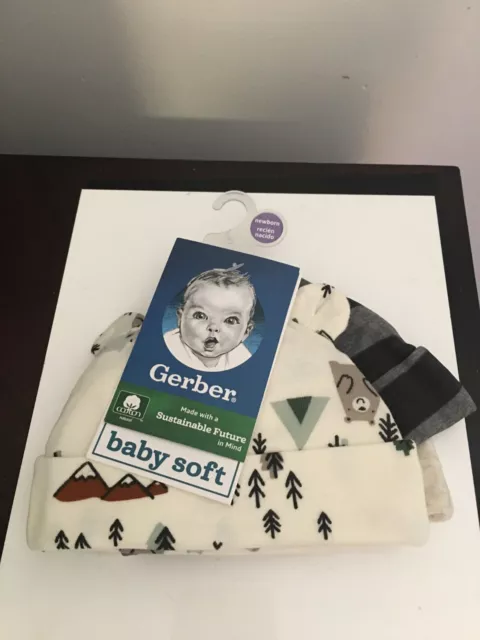 Brand New Infant Boys Size Newborn Gerber 3 Pack Caps