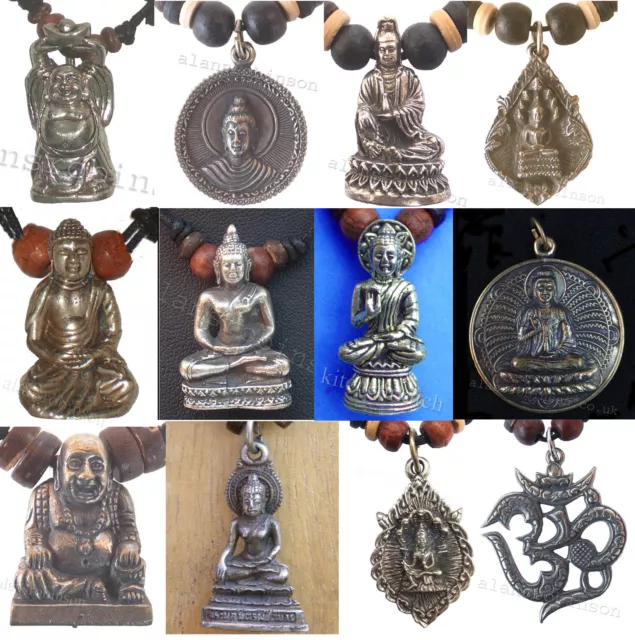 Buddha necklace Buddha pendant on adjustable chord necklace buddhist charm