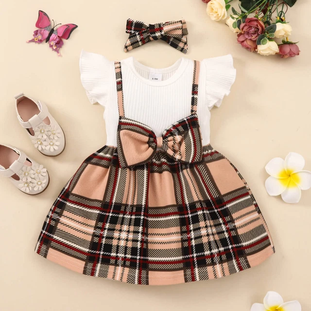 Abito con sospensione a quadretti neonato bambina vestiti neonato neonato tuta