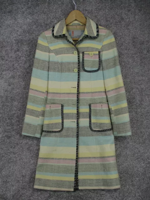 Missoni Button Up Over Coat Womens 2 Multicolor Silk Blend tweed knit boucle Missoni Button Up Over Coat Womens 2 Multicolor Silk Blend tweed knit boucle