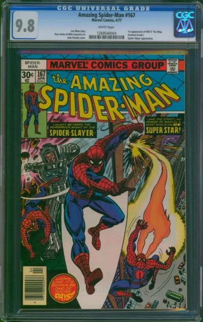 Amazing Spider-Man #167 CGC 9.8 NM/MT Wp 1st Will O' The Wisp App Marvel 1977