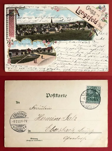 Litho AK LENGENFELD im Erzgebirge 1901 Ortsansicht und Markt   ( 66395