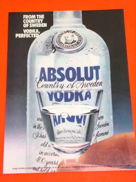 1979 Absolut Vodka Ad From The Country Of Sweden  Vodka Perfected