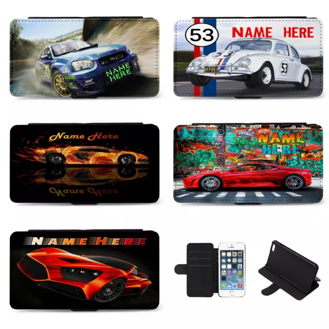 Personalised iPhone Case Car Flip Phone Cover Birthday Gift Race Sports Boys His