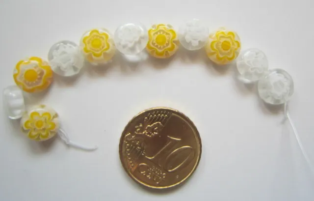 Perlas círculo cristal milflores 8 mm X 11 UNIDADES transpare amarillo abalorios