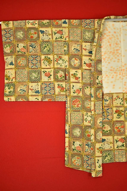 Vintage Japanese Kimono Silk Antique BORO HAORI Kusakizome Dyed/A482/620 3