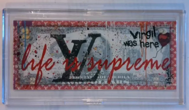 LIFE IS SUPREME Louis Vuitton White Signed rency $2 Bill Limited Edition of  41
