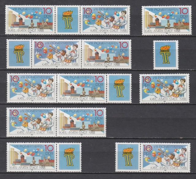 DDR - Briefmarken - Kombi-kompl. "VIII. Pioniertreffen 1988" - Mi. 3181-82 - pfr
