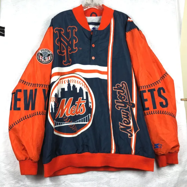 Starter New York Mets All Over Print Windbreaker Jacket MLB Baseball Mens Sz XXL