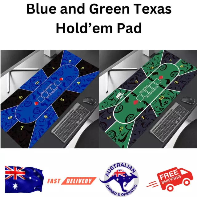 Deluxe 6-10 Player Layout Texas Hold'em Rubber Poker Table Mat Pad 50x100cm AU