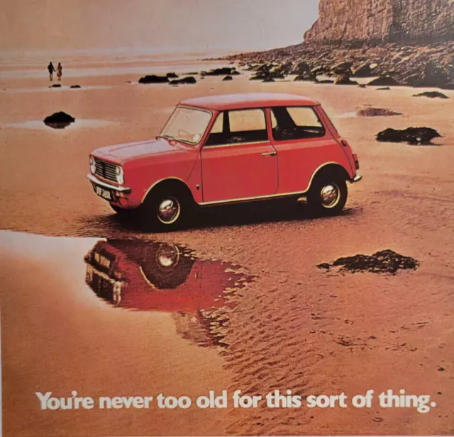 Mini Car Beach "You're Never Too Old" Original Print Ad 1973 ILN ~8.5x12.5"
