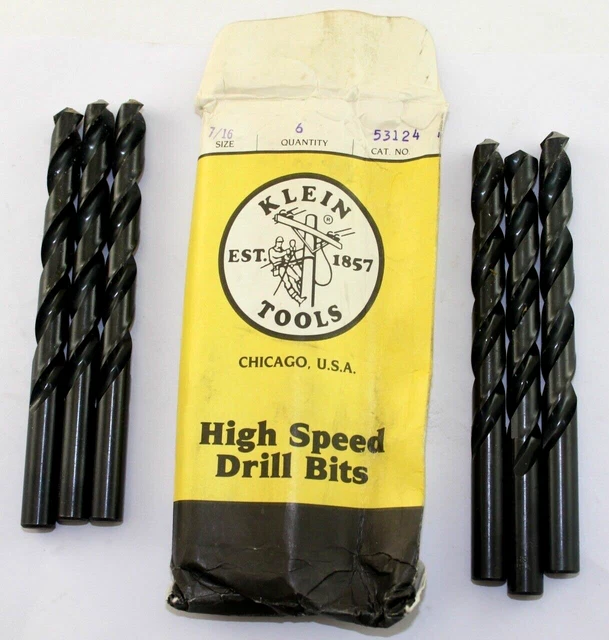 (6)  7/16" Klein Tools High Speed Drill Bit / Cat No. 53124 / CV Tools