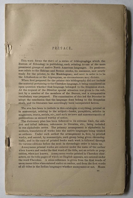 1888 BIBLIOGRAPHY OF IROQUOIAN LANGUAGES by PILLING, IROQUOIS American Indian