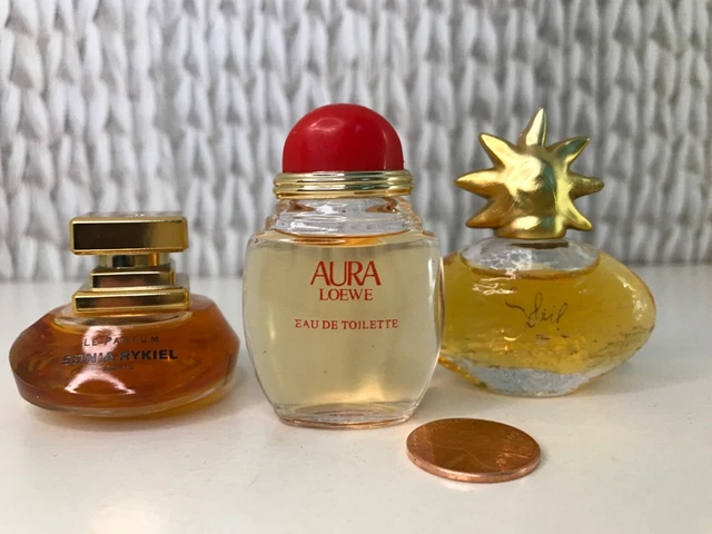 3 pc. Lot of MINI Perfumes LE PARFUM SONIA RYKIEL, AURA LOEWE, FRAGONARD SOLEIL