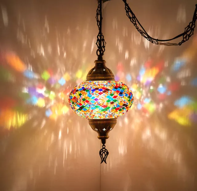 SWAG PLUG IN Turkish Moroccan Mosaic Ceiling Hanging Lamp Pendant Light Fixture