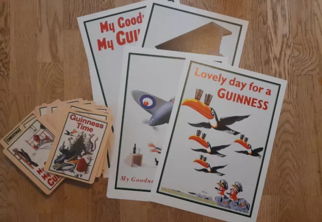 Guinness Memorabilia Set Of 20 Individual Coasters & 6 A4 Sized Prints Perfect