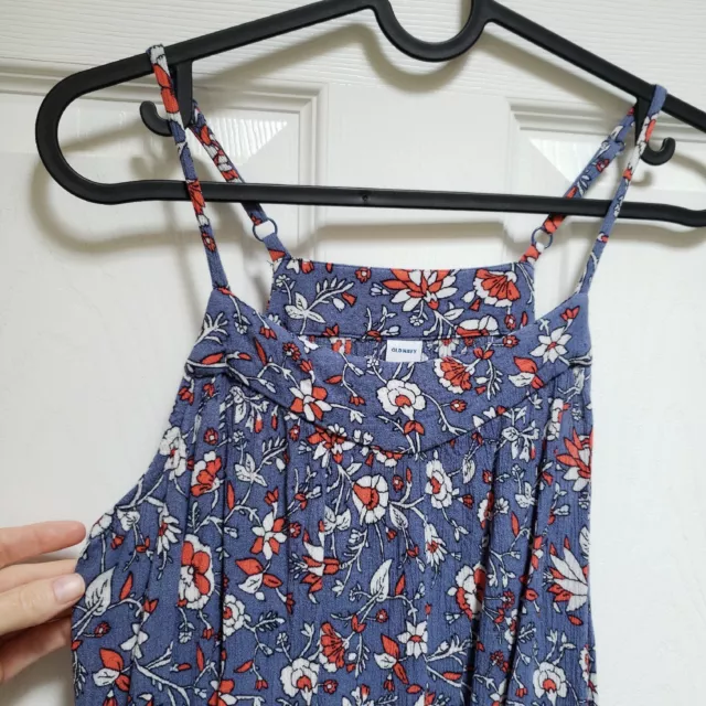 Old Navy Blue Coral Floral Print Swing Adjustable Strap Tank Top Blouse Womens S 2