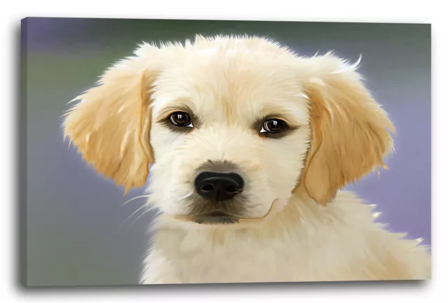 Canvas/Frames Cute dog puppy painted with brush animal motives Golden Retriever