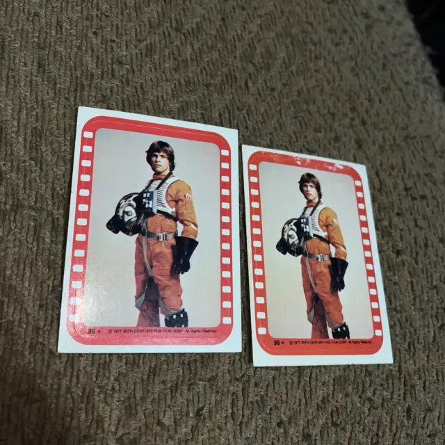 2 Luke Skywalker 1977 Star Wars Sticker Card Topps Series 4 #36 Rebel Alliance!!