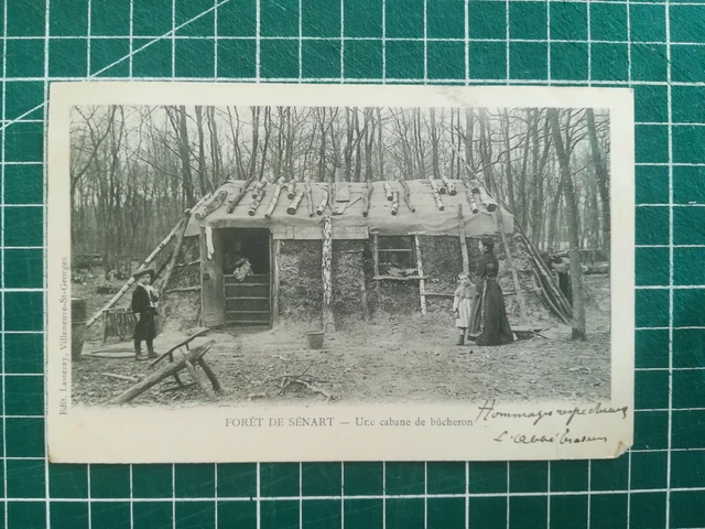 sb090 CPA TBE circa 1900 Essonne - foret de Sénart - cabane de Bûcheron animée