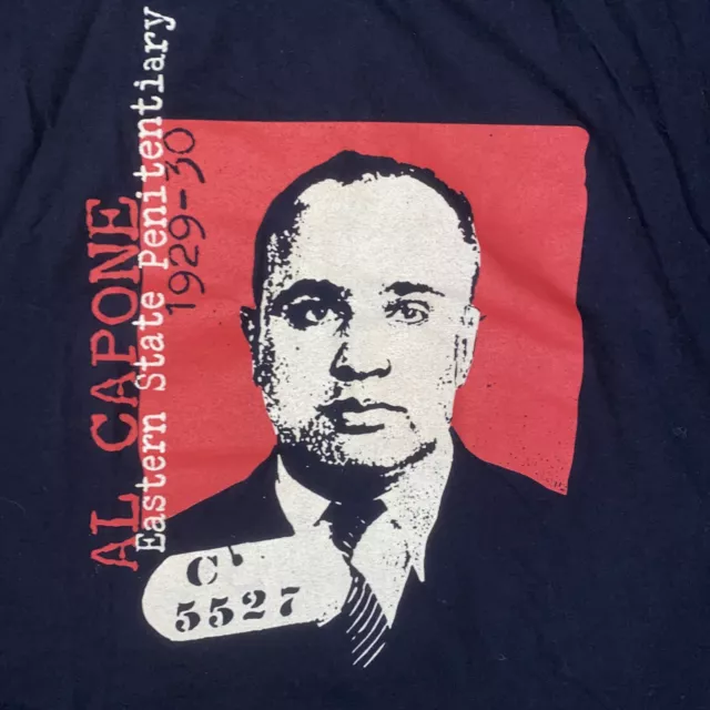 VINTAGE Al Capone Mugshot T-Shirt 2XL Black Mob Gangster Jail Prison Chicago