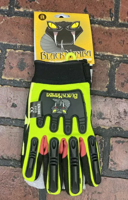 Black Mamba Heavy Duty 3-D Curved Fingers High Visibility Size 8-m