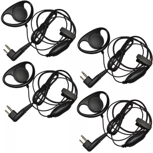 4x HQRP D Shape Earpiece Hands Free Headsets PTT Mic for Motorola Radio Devices