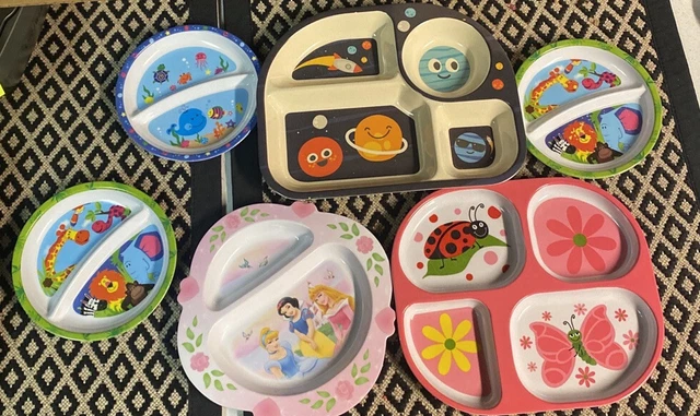 6 placas seccionadas para niños, Disney, animales, planetas temáticos