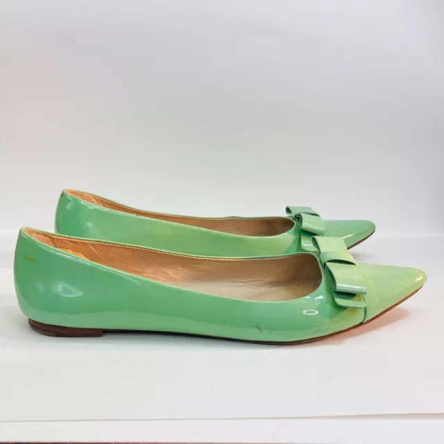 Kate Spade Flats Women’s 9 1/2 M Gabe Pointed Bow Green Patent as is see picture