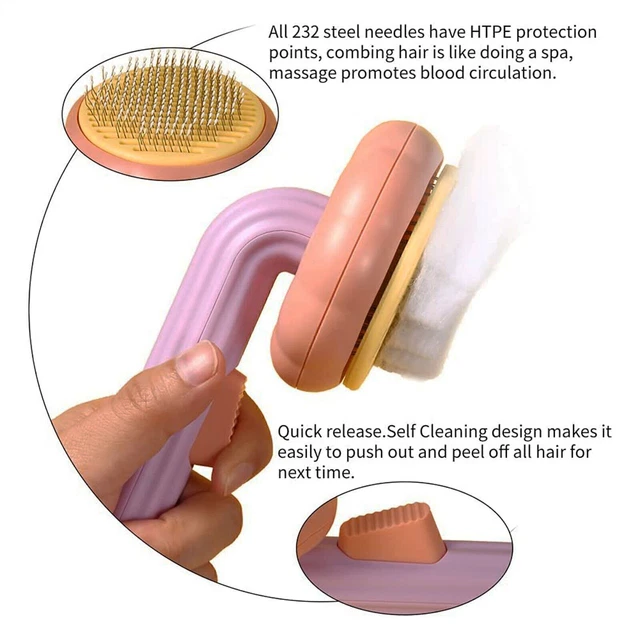 Pet Hair Remover Dog Cat Comb Grooming Massage Deshedding Self Cleaning Brush 5