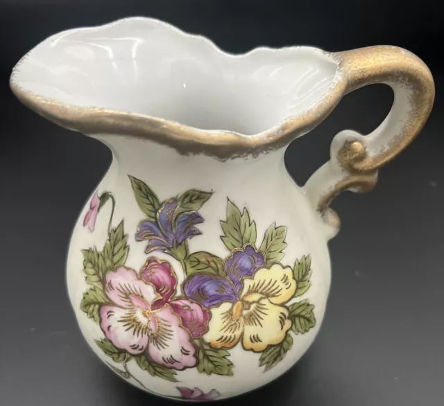 Vintage Lefton 6" Pitcher: Spring Flowers SL323