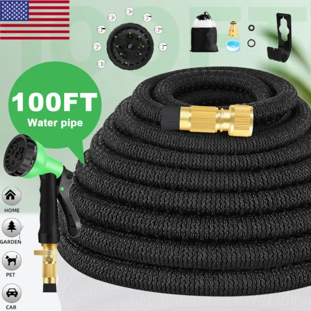 100FT Durable Heavy Duty Expandable Flexible Garden Water Hose Spray Nozzle