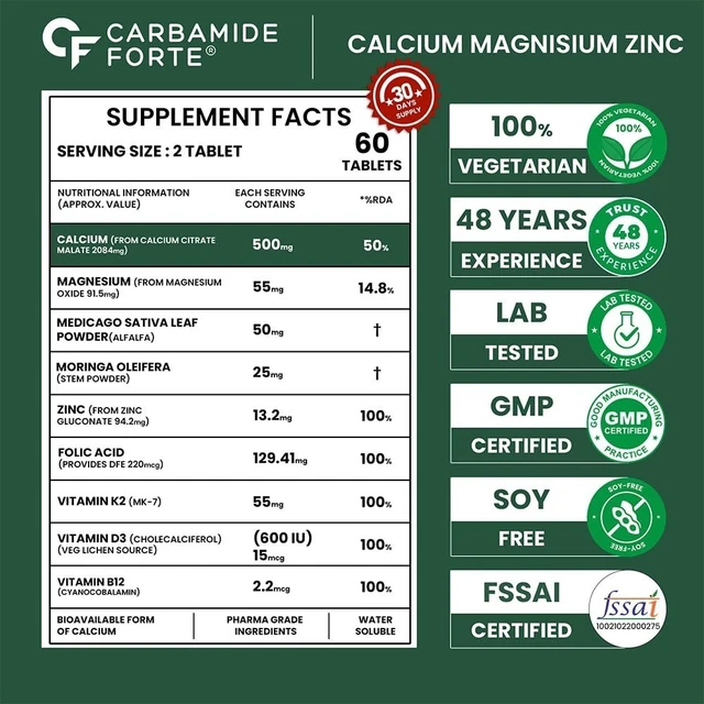 CARBAMIDE FORTE VEG Calcium And Vitamin D3 Tablets Calcium Magnesium ...