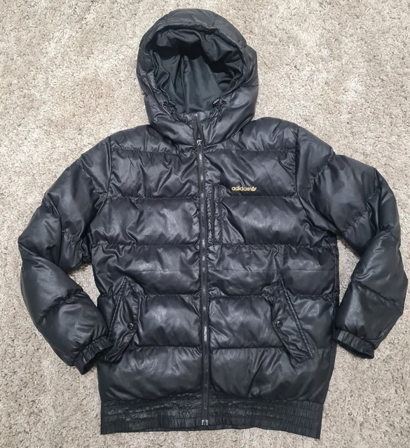 Giacca Adidas Uomo Media Nero Puffer Lucido Imbottito Originale Logo Cappotto Cerniera