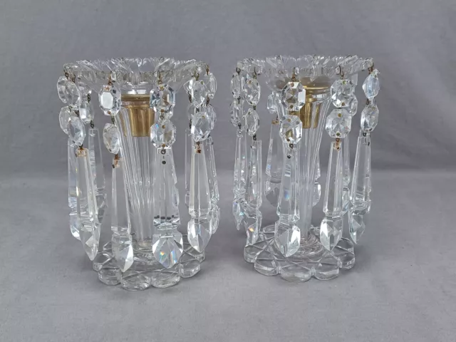 Pair of Mid 19th Century Victorian Anglo Irish Cut Glass Lusters 3