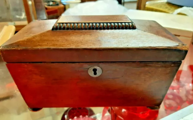 Antique Georgian Mahogany Sarcophagus Shaped Tea Caddy