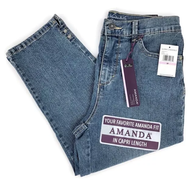 Gloria Vanderbilt AMANDA Capris Denim 6P Heritage Fit Classic Rise Petite NEW