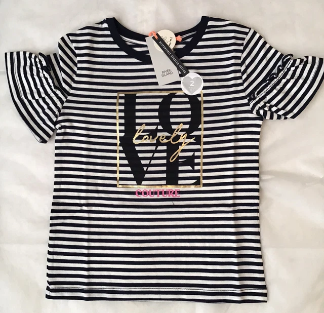 River island mini girls aged 2-3 Years navy blue icon T-shirt set BNWT 3