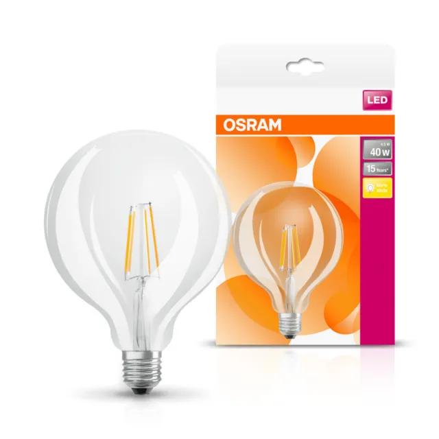Osram LED Filament Leuchtmittel G125 Globe 4W =40W E27 klar 470lm warmweiß 2700K
