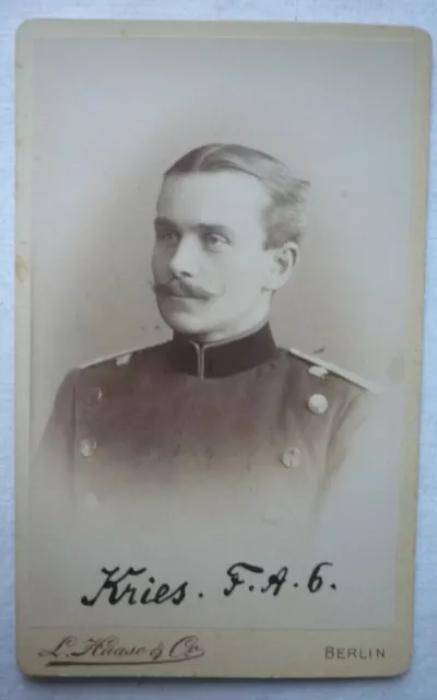 CdV Preussische KRIEGSAKADEMIE BERLIN 1886 - 1889 Kries Feld Artillerie Nr. 6