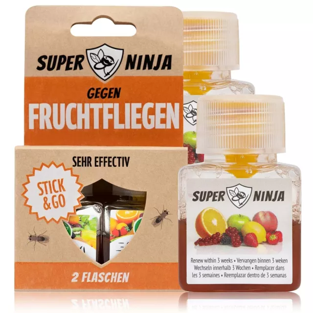 Super Ninja Fruchtfliegenfalle Standardpackung 2 Fallen für Küche und Innenberei