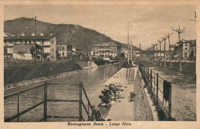 1941 ROMAGNANO SESIA Lungo Mora panorama Novara Cartolina animata 