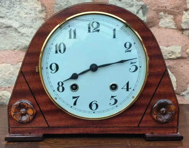 Rare Antique Garrard English Oak Art Deco Mantle Clock - 8 Day Striking 1920
