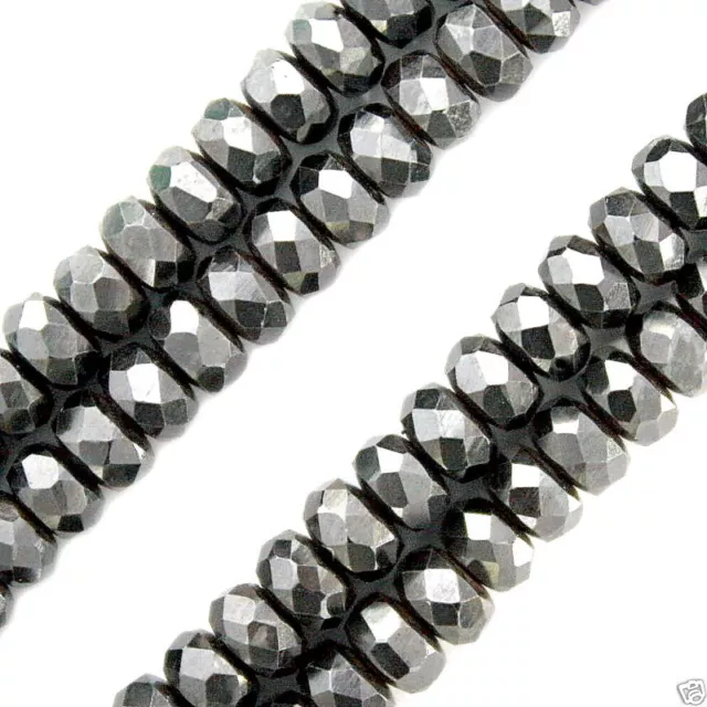 Hematite Stone Beads Faceted Diamond Cut 2X4Mm Rondelle Discs Bead Strands Hs53