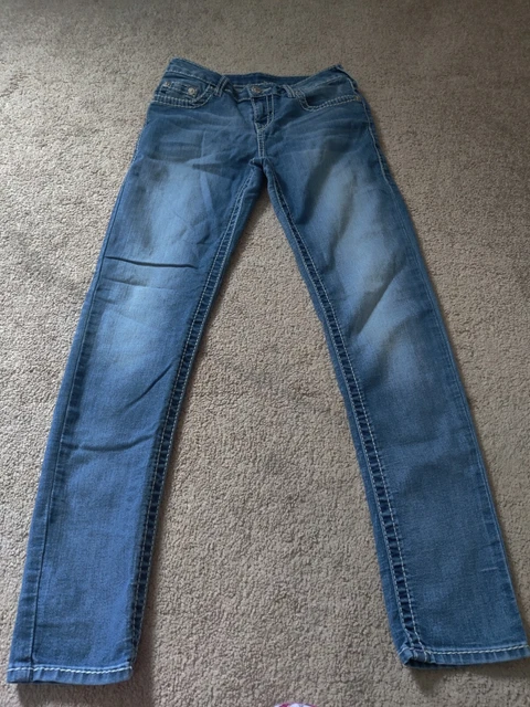 True Religion Julie Super T Jeans Little Girls Sz 14 Straight Skinny Distressed