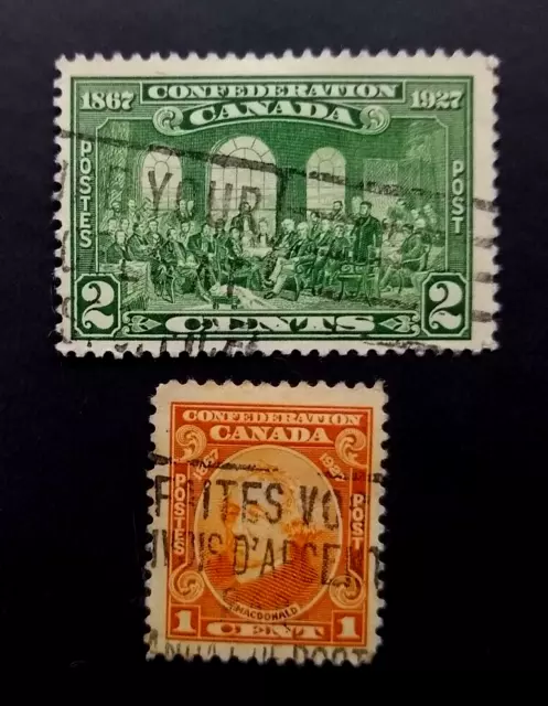 🟪CANADA 1927 - 60th ANNIV. CONFEDERATION of CANADA  - 2 & 1 CENT - USED